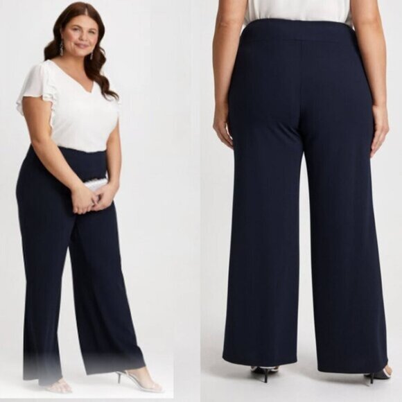 Laura Plus Blue Relax Fit Pull-on Wide Leg Pant Size 1x - Picture 1 of 12